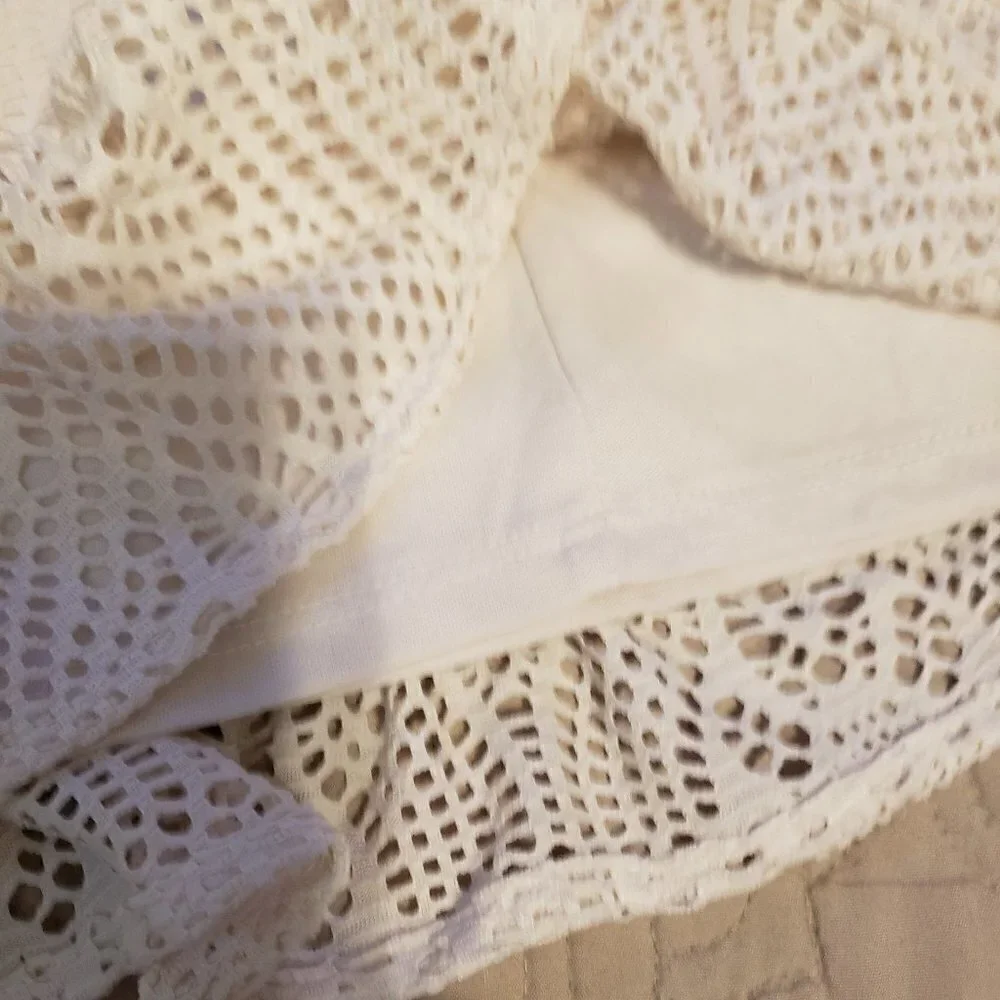 Emma & Michele Large Cream Net Crochet Lined Dress - Picture 6 of 10